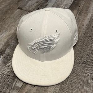 New Era white on white Philadelphia eagles fitted hat